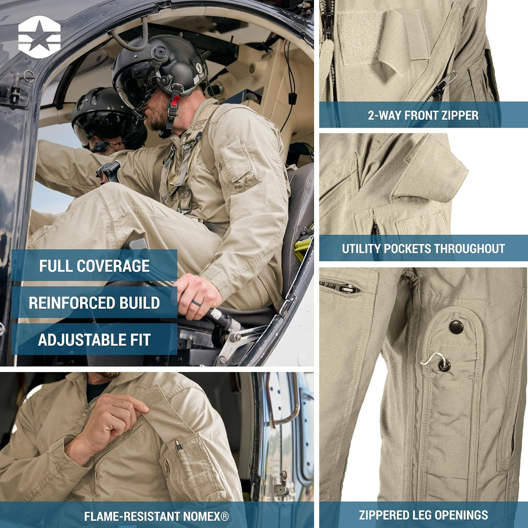 PROPPER F5115 CWU 27-P NOMEX Flight Suit Air Force Tan 44R
