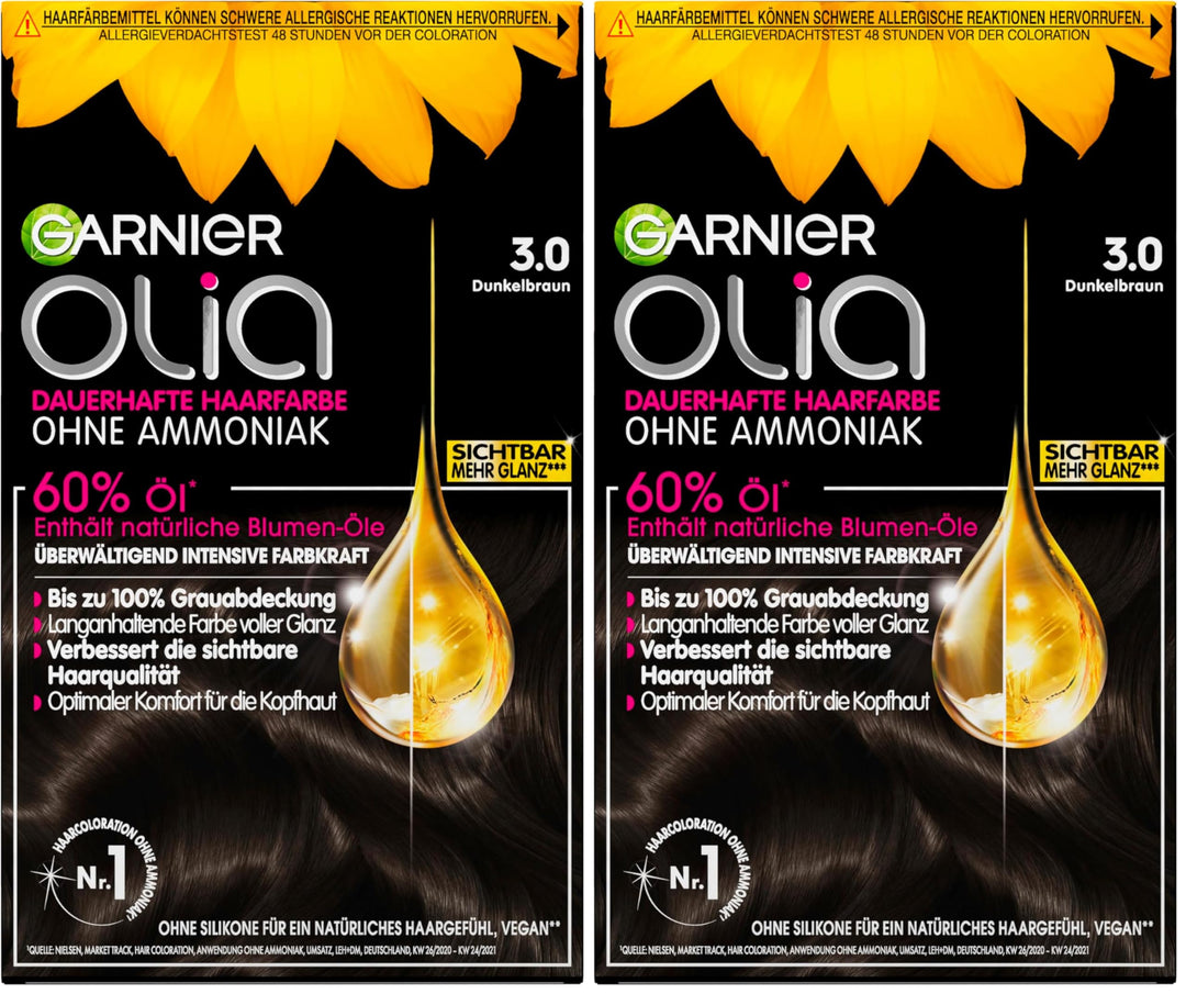 Garnier Olia Dauerhafte Haarfarbe ohne Ammoniak, Mit pflegenden und natürlichen Ölen, Vollständige G