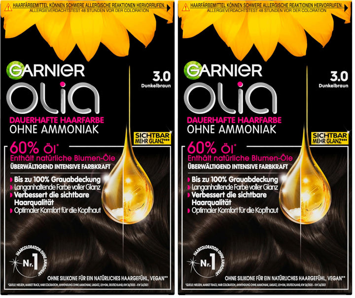 Garnier Olia Dauerhafte Haarfarbe ohne Ammoniak, Mit pflegenden und natürlichen Ölen, Vollständige G