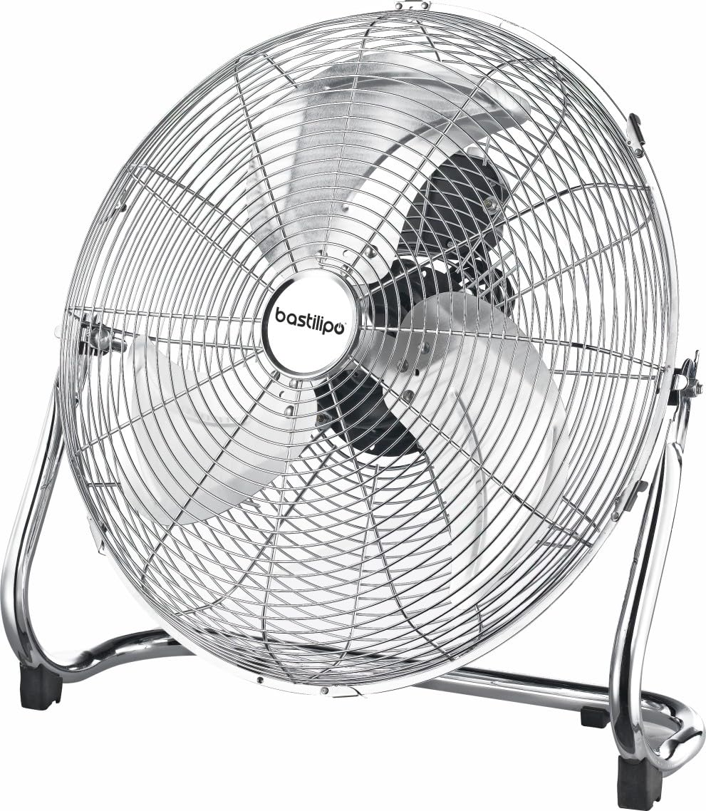 Bastilipo – 45 cm Industrieventilator, verstellbarer Kopf, 120 W, 3 Geschwindigkeiten, Chrom, medite