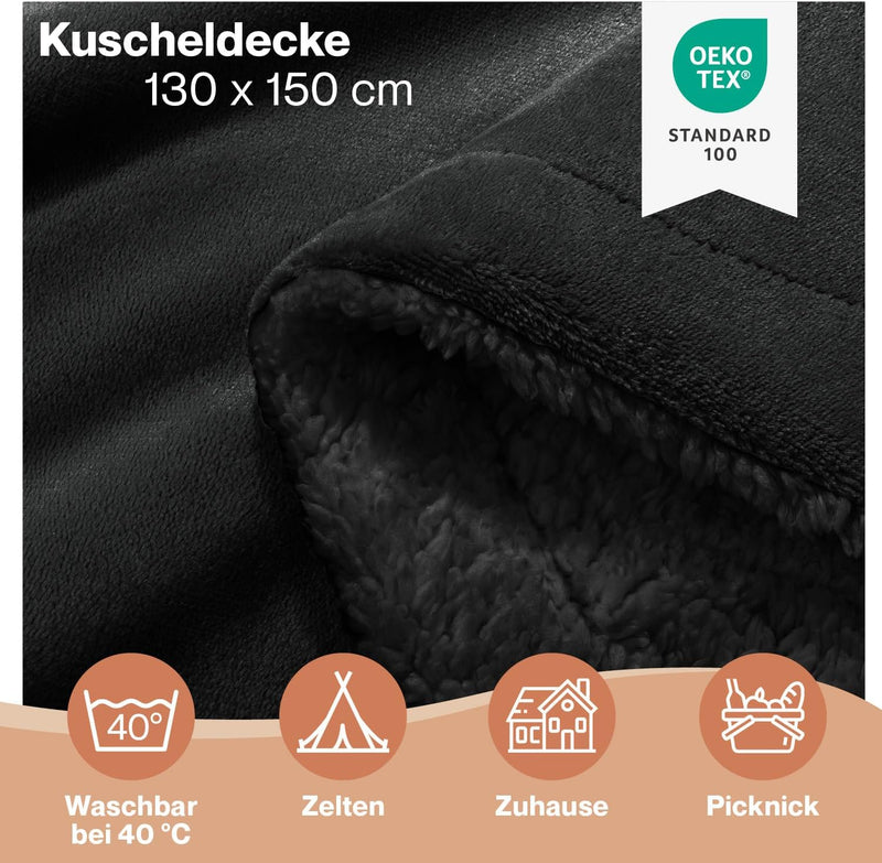 Blumtal Premium Sherpa Kuscheldecke flauschig - Wohndecke Kuscheldecke 130x150 cm - Oeko-TEX zertifi