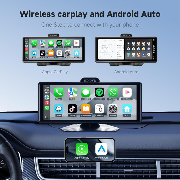 Haudio Carplay Display,für Wireless Carplay und Android Auto,HD Touchscreen Tragbarer CarPlay Bildsc