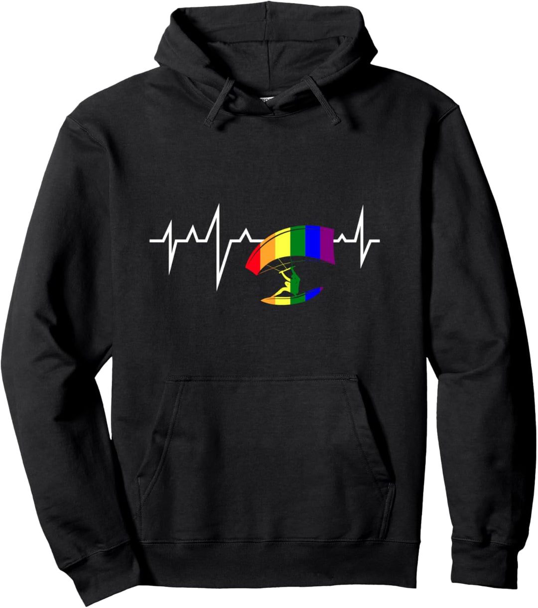LGBT Herzschlag Regenbogen Kitesurfen Pullover Hoodie