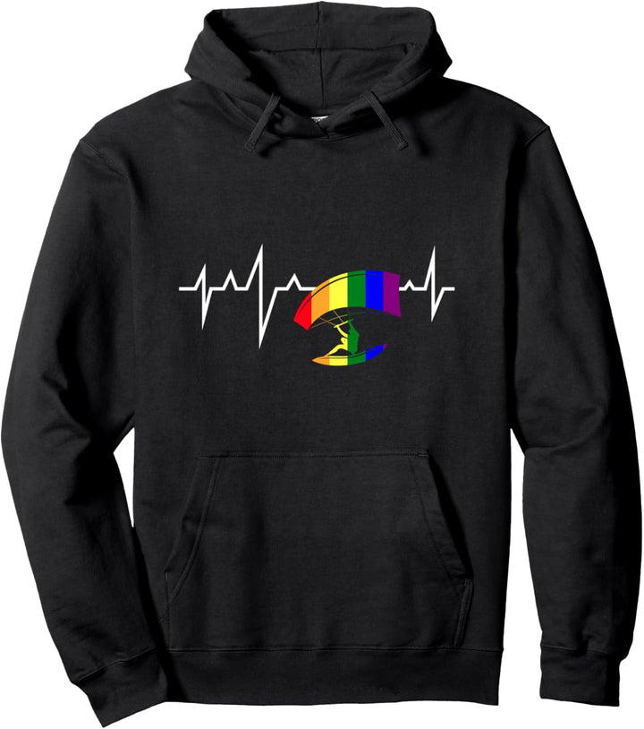 LGBT Herzschlag Regenbogen Kitesurfen Pullover Hoodie
