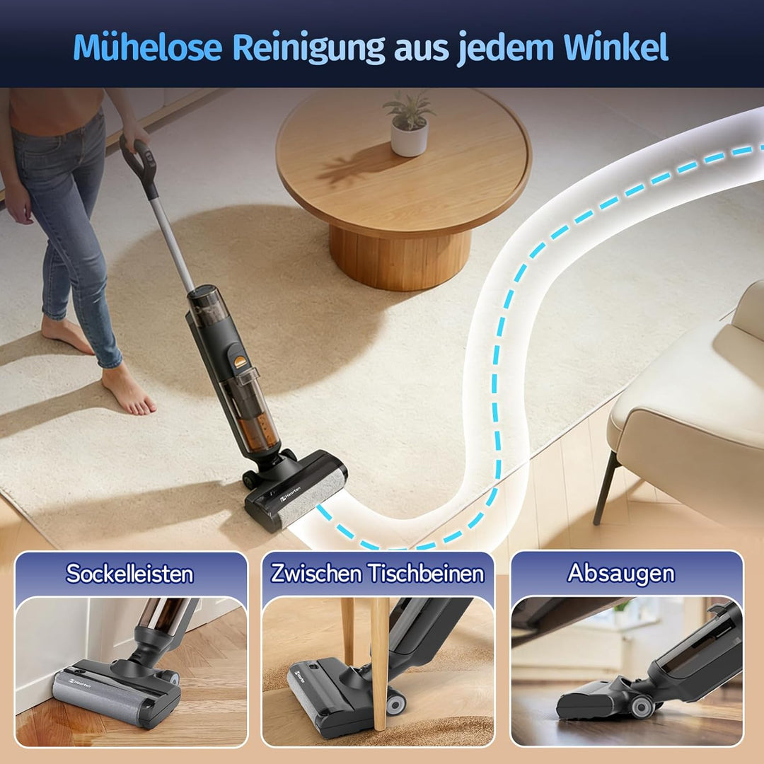 Hearten Nass Trockensauger, Selbstreinigung, Saugwischer Smart 3 in 1, Staubsauger mit Wischfunktion