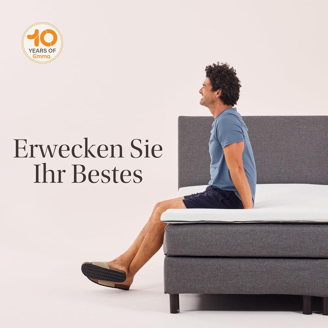 Emma Premium Matratzen Topper, 6cm dick, Wendbarer HRX-Schaum für anpassbaren Komfort, Atmungsaktiv