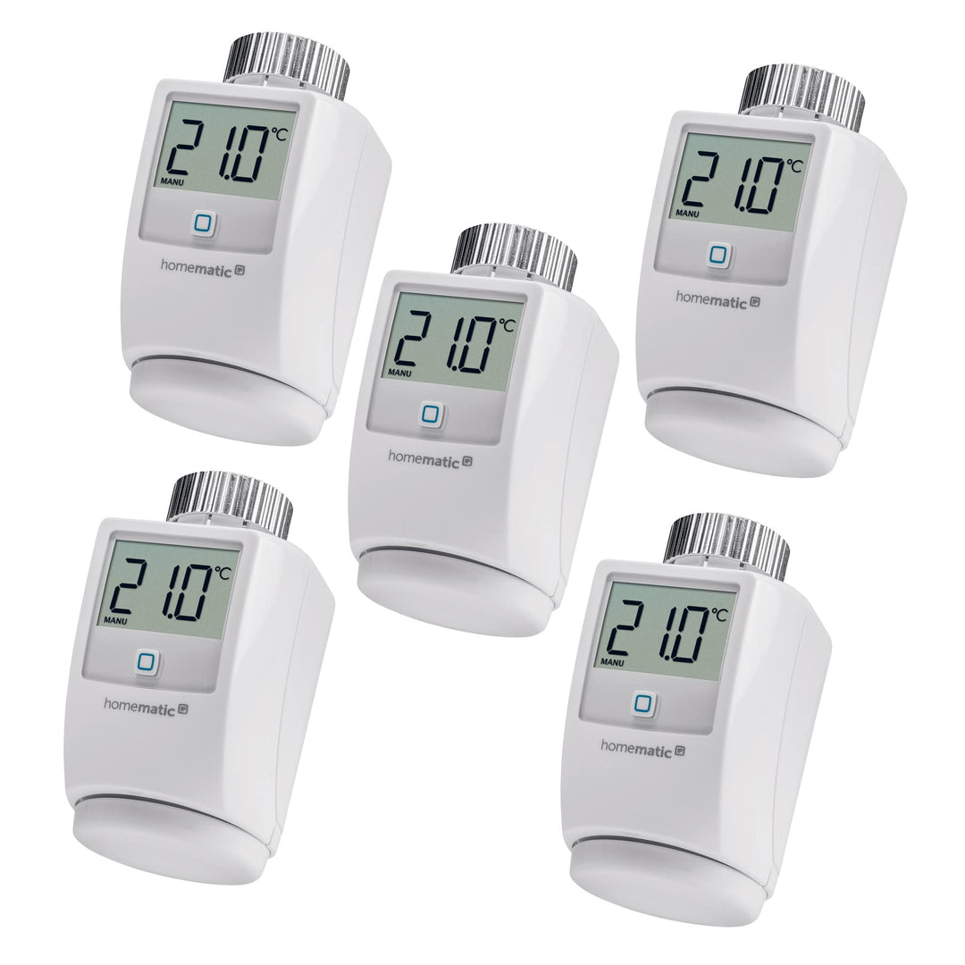 Homematic IP Smart Home Heizkörperthermostat 5er-Set, digitaler Thermostat Heizung, Heizungsthermost