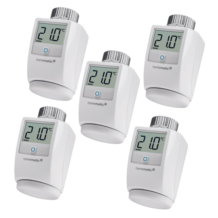 Homematic IP Smart Home Heizkörperthermostat 5er-Set, digitaler Thermostat Heizung, Heizungsthermost