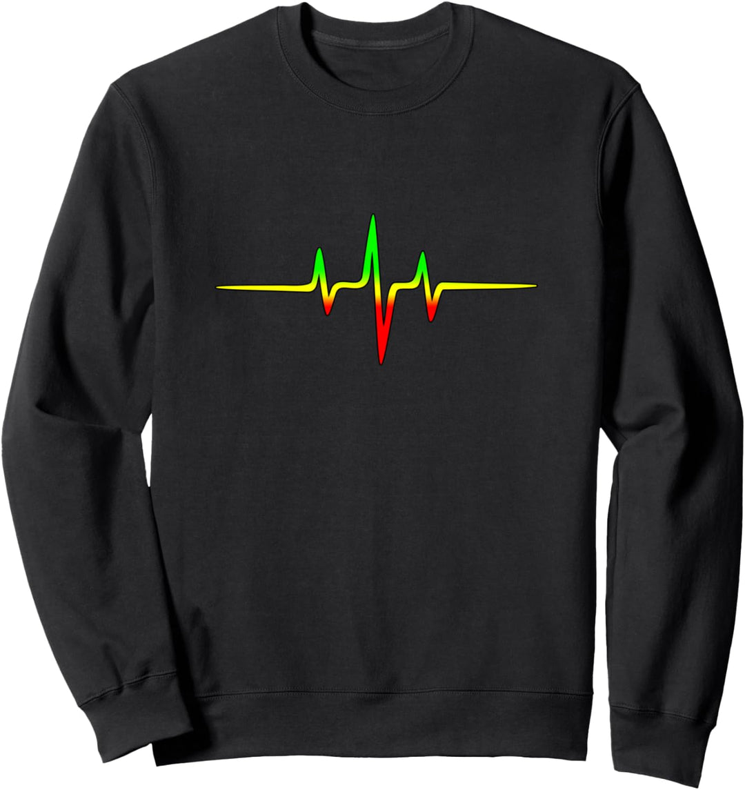 Reggae Herzschlag Puls Frequenz Musik Welle Farben T-shirt Sweatshirt