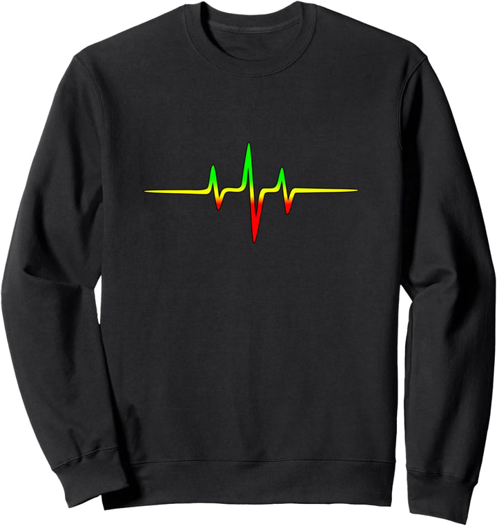 Reggae Herzschlag Puls Frequenz Musik Welle Farben T-shirt Sweatshirt
