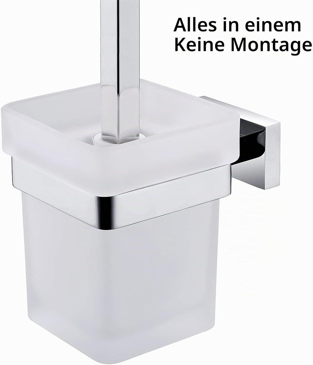 CASEWIND Klobürste Glas Eckig Toilettenbürste Chrom Wand, WC Garnitur Toilettenbürstenhalter Edelsta