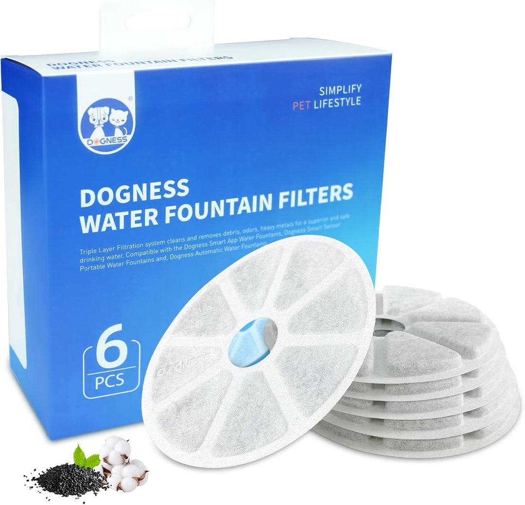 DOGNESS 6 Stück Ersatzfilter für Katzenbrunnen, Aktivkohle Trinkbrunnen Filter für Wasserfrische auf