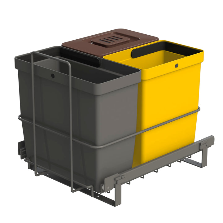 LM 64/3a Einbau Mülleimer ausziehbar mit 3 Abfalleimer (1x11L, 2x8L) in Farben anthrazitgrau, gelb,