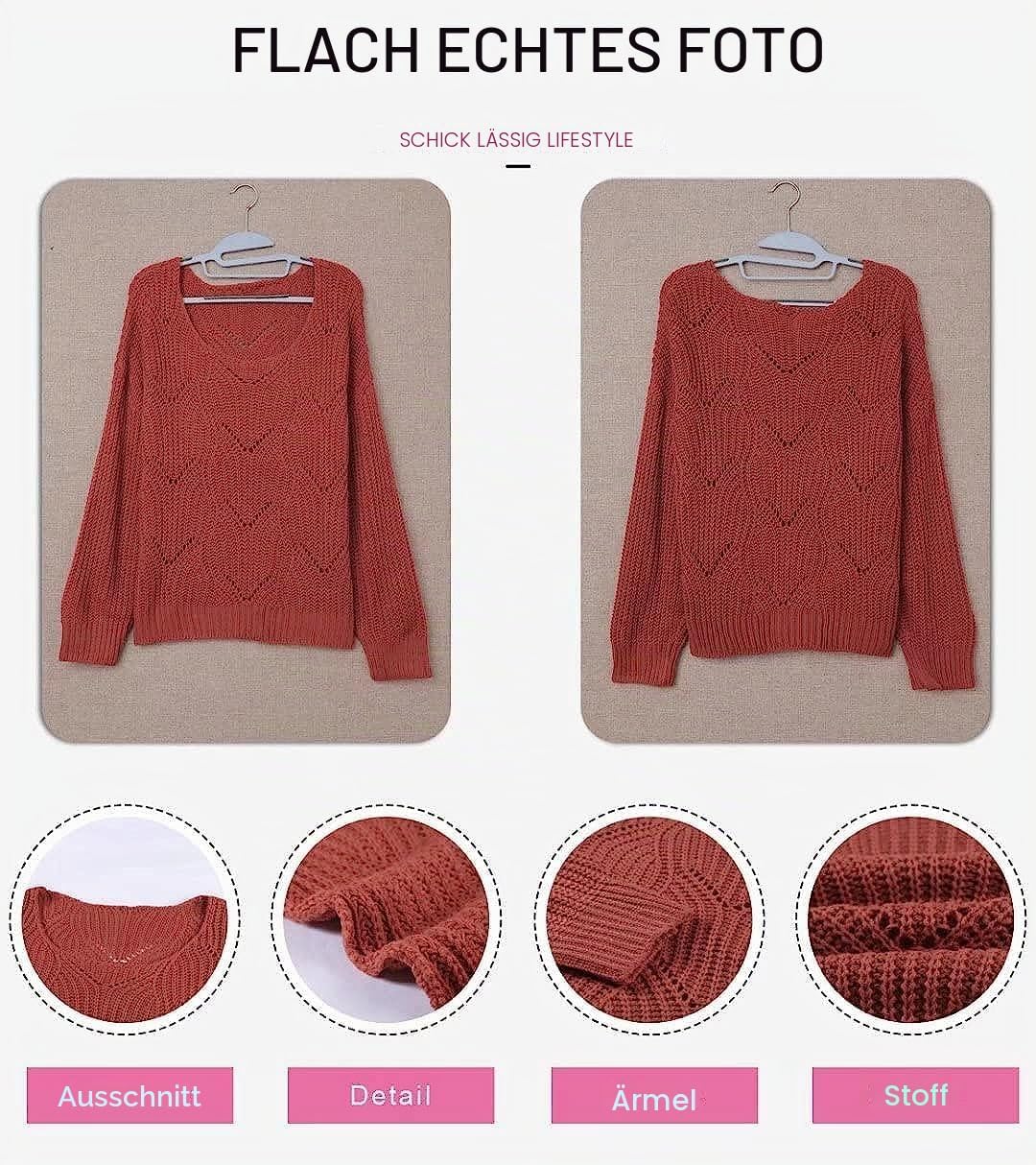 Dokotoo Damen Strickpullover Elegant Rundhals Pullover Herbst Winter Einfarbiger Pulli Oberteil Swea