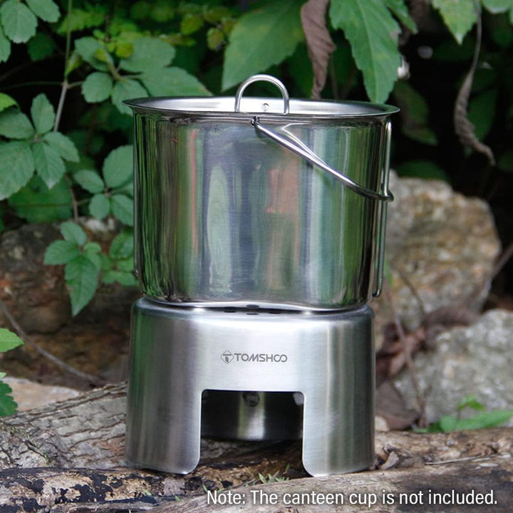 Canteen Cup Stand Edelstahl Holzofen für Outdoor Camping Wandern Picknick BBQ