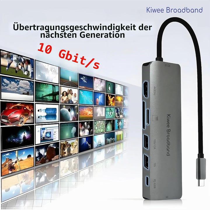 7-in-1 USB-C Hub mit 5G Ethernet, 100W PD-Ladefunktion, 4K HDMI, 2× USB-A 3.2, SD/MicroSD-Kartenlese