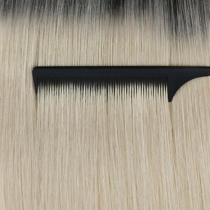 Ugeat Tape Extensions Echthaar Platinblond Ombre 40 cm Ombre Echthaar Extensions Tape Naturschwarz O