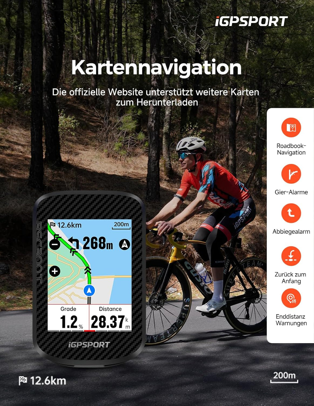 iGPSPORT BSC300T GPS Fahrradcomputer Kabellos, Touchscreen und Tasten MAP-Navigation Trainingsfunkti