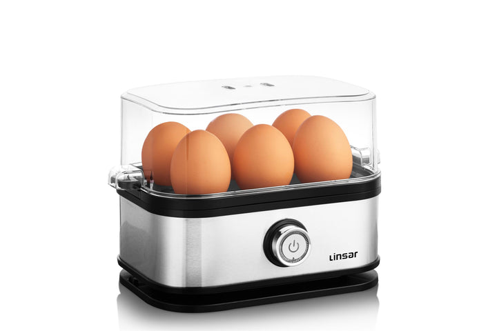 Linsar Eierkocher Edelstahl für 6 Eier mit freiwählbarem Härtegrad, inkl. Messbecher mit Eierstecher