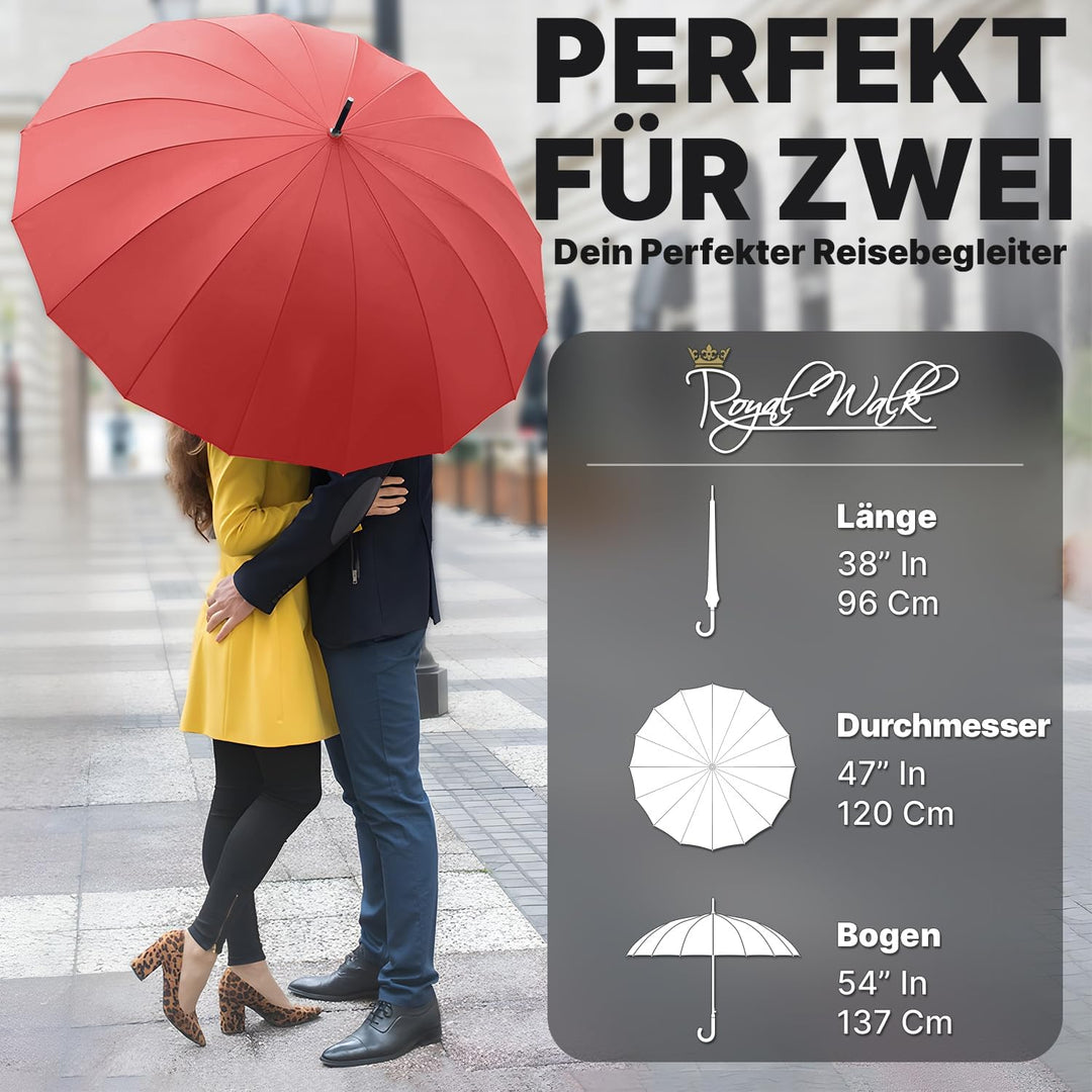 Royal Walk Regenschirm Gross Sturmfest Golf Schirm XXL Stabiler Stockschirm | Grosser Regenschirm fü