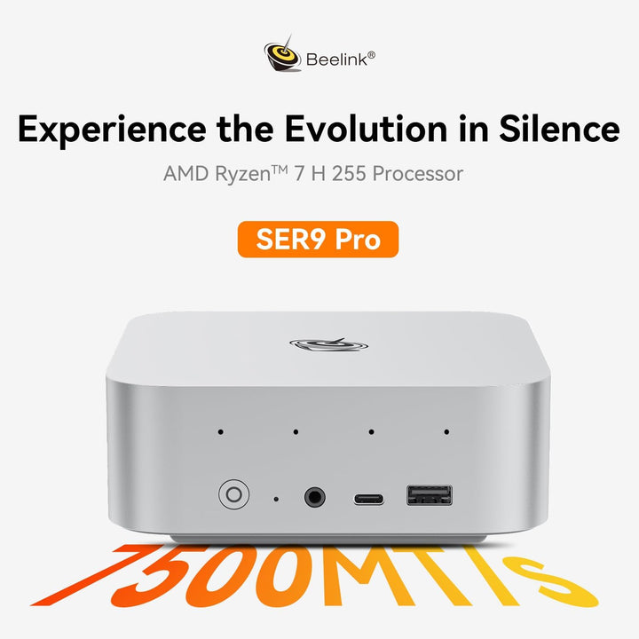 Beelink SER9 Pro Mini PC, AMD Ryzen R7 H255 (8C/16T, bis zu 4.9 GHz), 32GB LPDDR5X RAM, 1TB PCIe 4.0