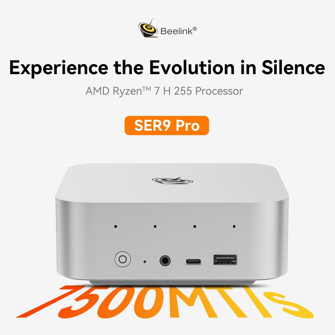 Beelink SER9 Pro Mini PC, AMD Ryzen 7 H255(8C/16T bis zu 4.9 GHz), 32GB LPDDR5X 1TB PCIe4.0 SSD, Min