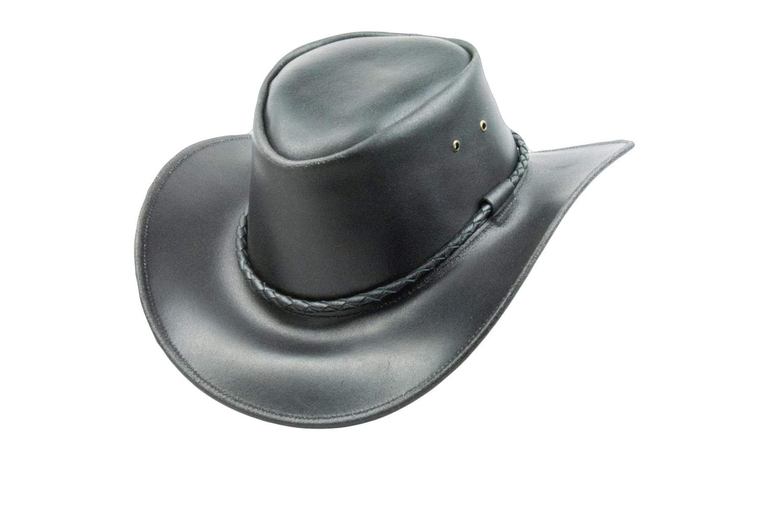 Black Jungle Kimbolton Lederhut, Westernhut, Australienhut, Cowboyhut M Schwarz, M Schwarz