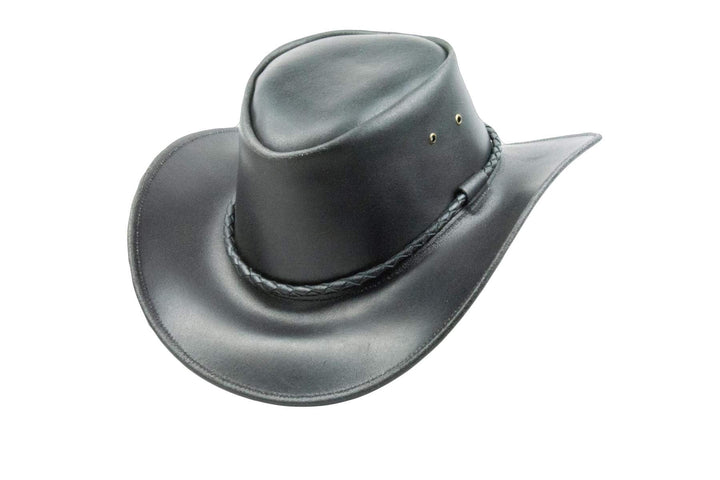 Black Jungle Kimbolton Lederhut, Westernhut, Australienhut, Cowboyhut M Schwarz, M Schwarz