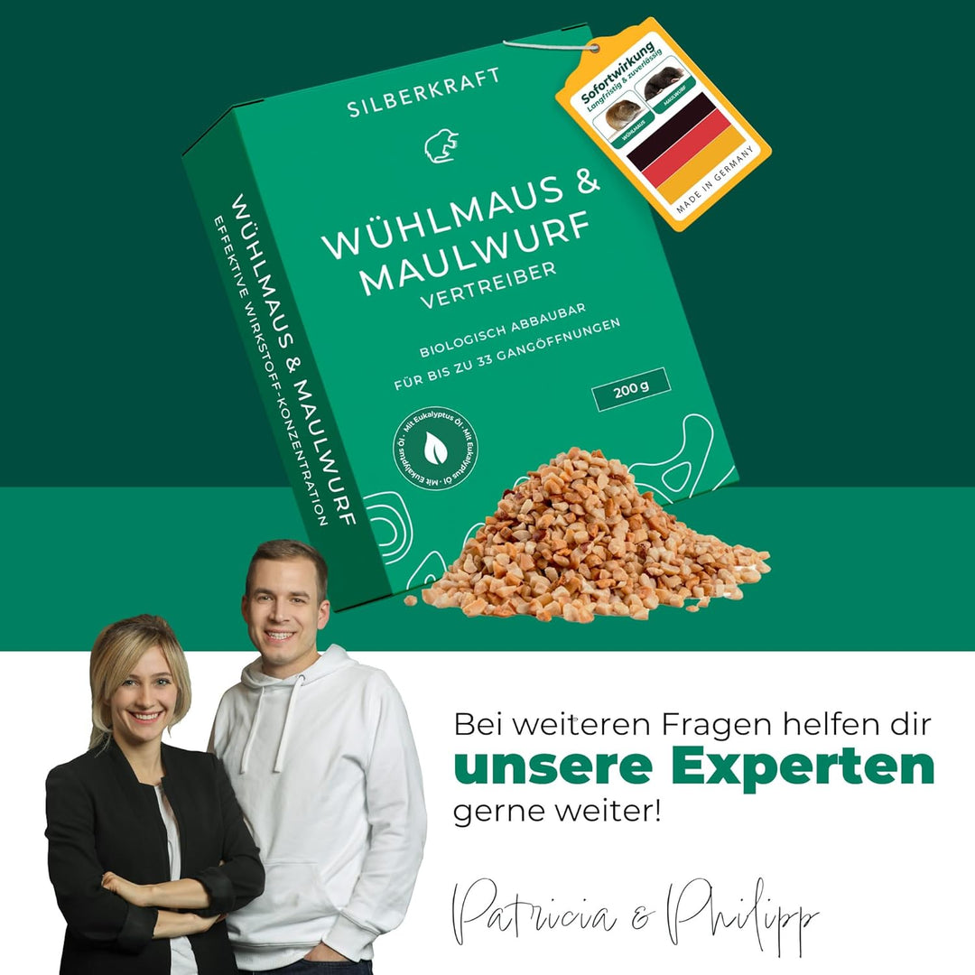 Silberkraft Wühlmaus- & Maulwurf-Vertreiber Granulat 200g - Repellent zur Vertreibung über Duftstoff