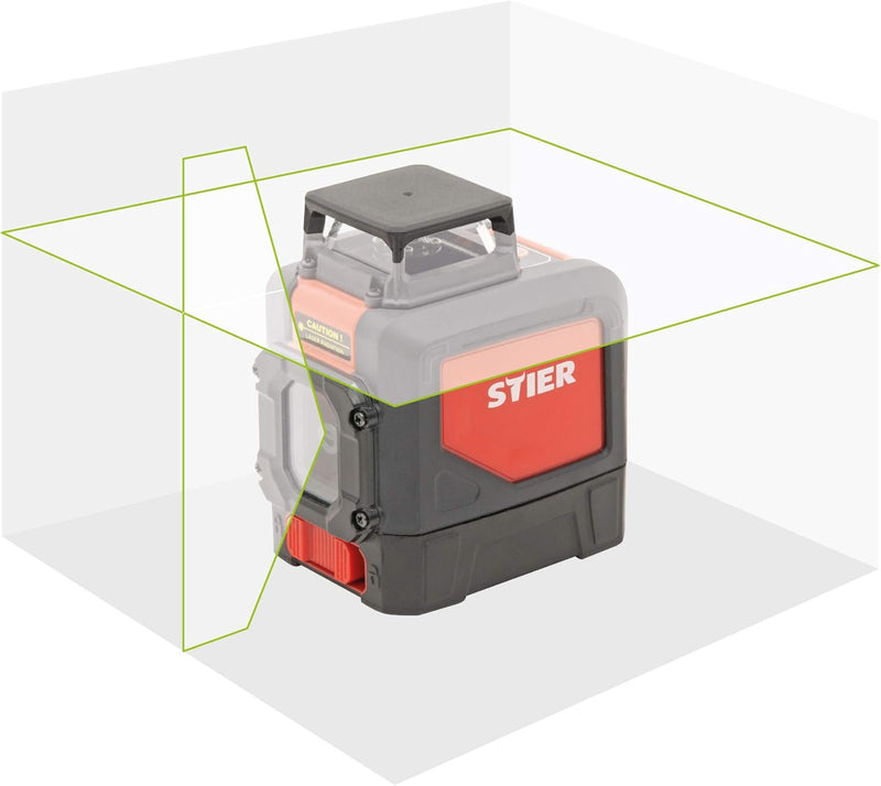 STIER Kreuzlinienlaser 360° x 120°, grün 520nm, Kreuzlaser grün, Linienlaser, Baulaser mit präziser