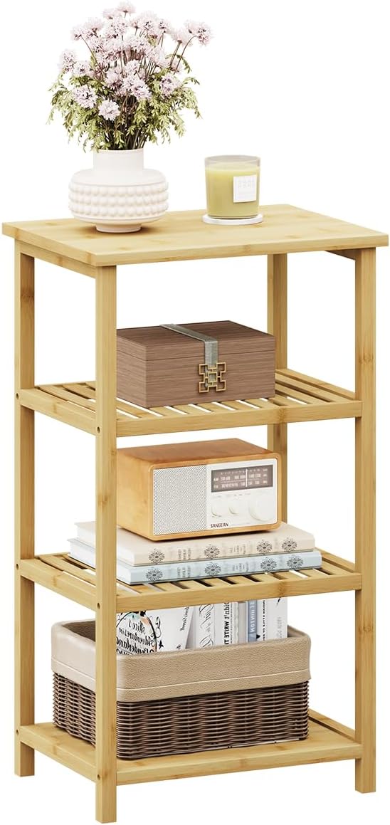 Dripex Beistelltische fürs Wohnzimmer, Standregal mit 4 Ablagen, Badezimmerregal, Bücherregal 40x30x