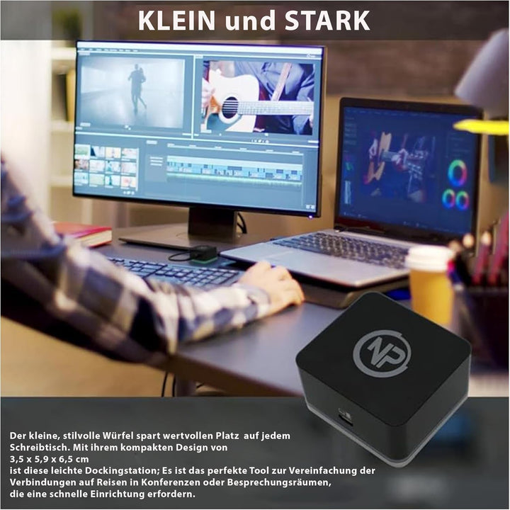 NPO USB C Cube - Mini Docking Station, Compatible with Thunderbolt 3 Ports and Specific USB-C System