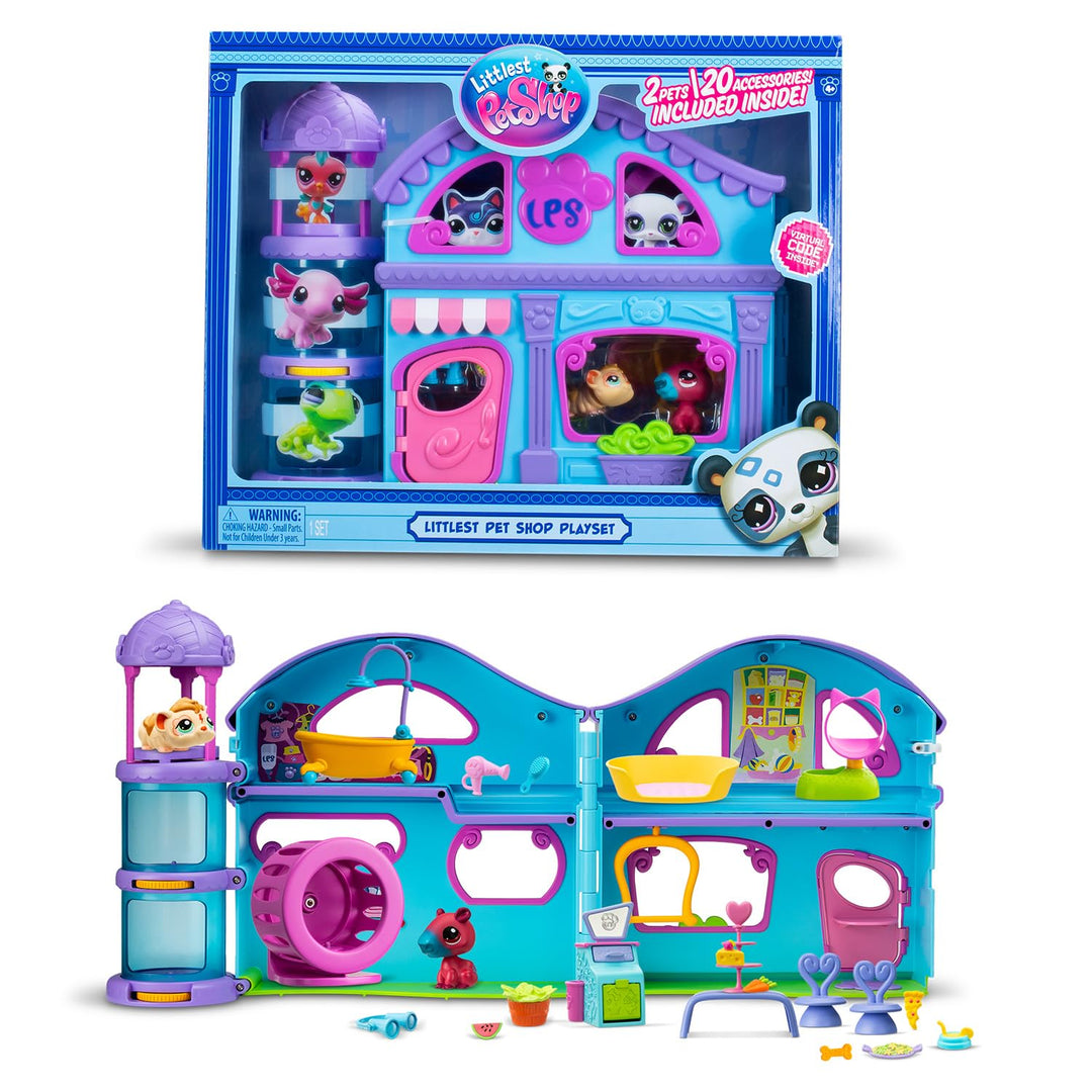 BANDAI - Littlest Pet Shop - Das Grosse Haus der Pet Shop - Spielset mit 2 Pet Shop Figuren und über