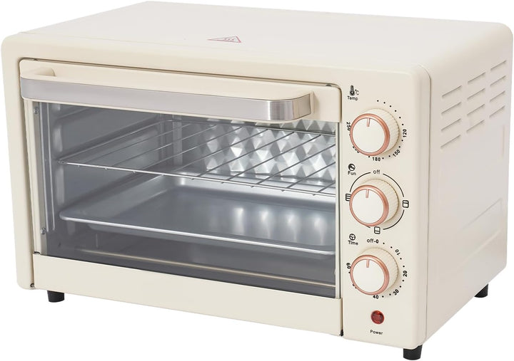 22L Minibackofen Elektrobackofen mit Umluft, Kompakter Backofen mit 60 Minuten Timer, Grillrost &amp; Ba