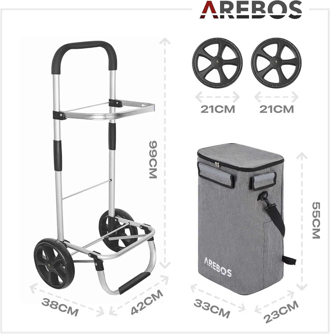 Arebos 3in1 Einkaufstrolley | Trolley gross 56 Liter | Einkaufswagen mit Kühlfach | Einkaufstasche m