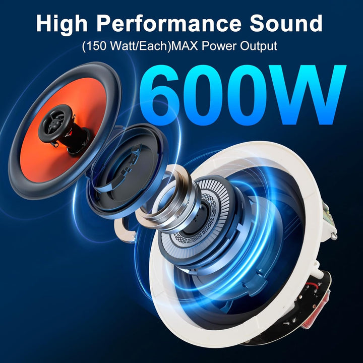 STUDIOFINIX 6,5-Zoll-600-Watt-Bluetooth-Ceiling-Speakers Home-Recessed-Sprechersystem geeignet für I
