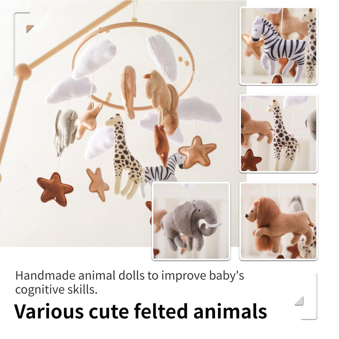 Mobile Baby Windspiele, Tierchen Waldtiere Bettglocke aus Filz Babybett Bettglocke Anhänger Mobile B