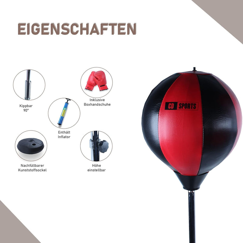 Calma Dragon Punchingball - Punchingball Erwachsene mit Handschuhen, Inflator und Einstellbarer Höhe
