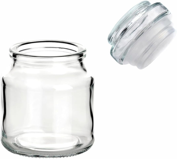 gouveo 12er Set Gewürzglas 200 ml (0,20 l) Gewürzglas 200 ml Rondo mit Glaskorken runde Vorratsgläse