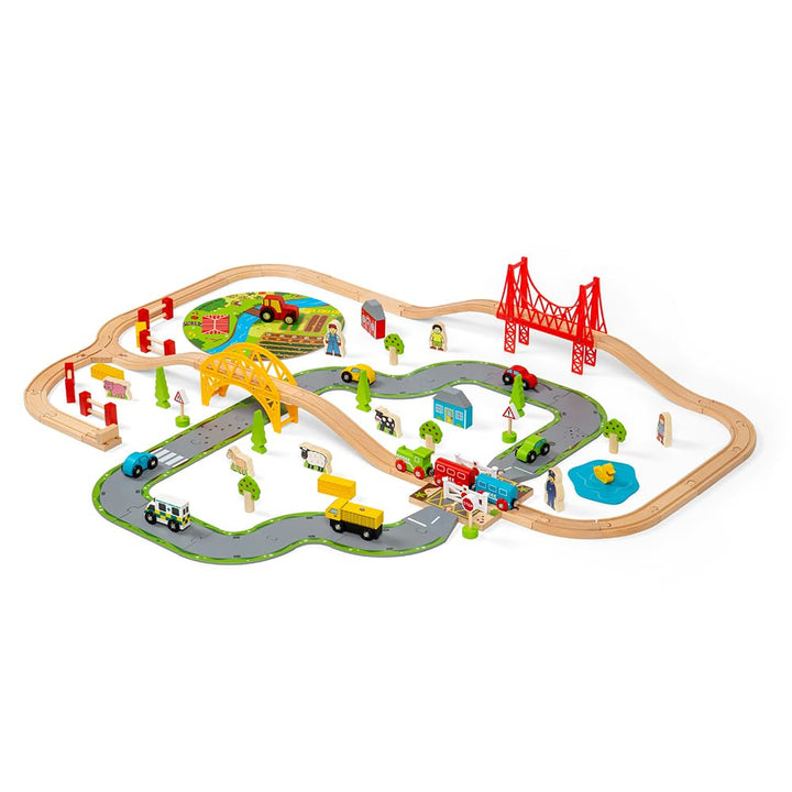 Bigjigs Rail Holzeisenbahn und Strassen Set