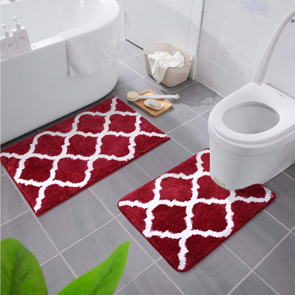 Homaxy rutschfest Badematten Set 2 teilig Weich Hochflor Bad WC Badezimmerteppich Mikrofaser Badvorl