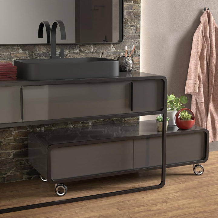 SOTECH 10 Stück Alu Möbelgriffe SEARL 180 mm schwarz eloxiert gebürstet Griffleiste Schrankgriff Küc