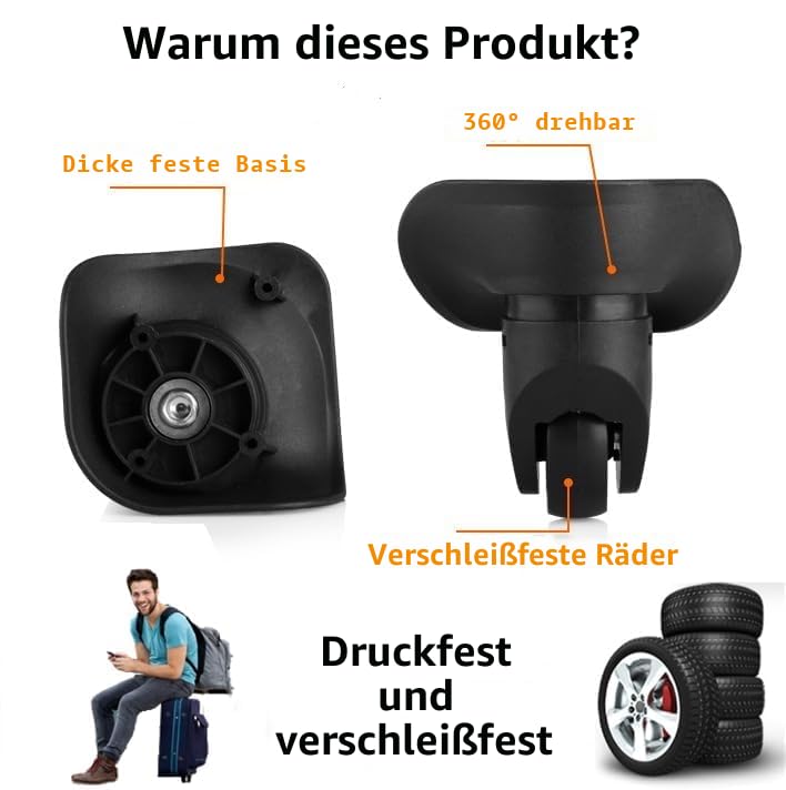 Ersatz Gepäck Räder,1 Paar Universal Kofferräder,Kofferräder Rollen Koffer Gepäckräder Gepäck Schwen