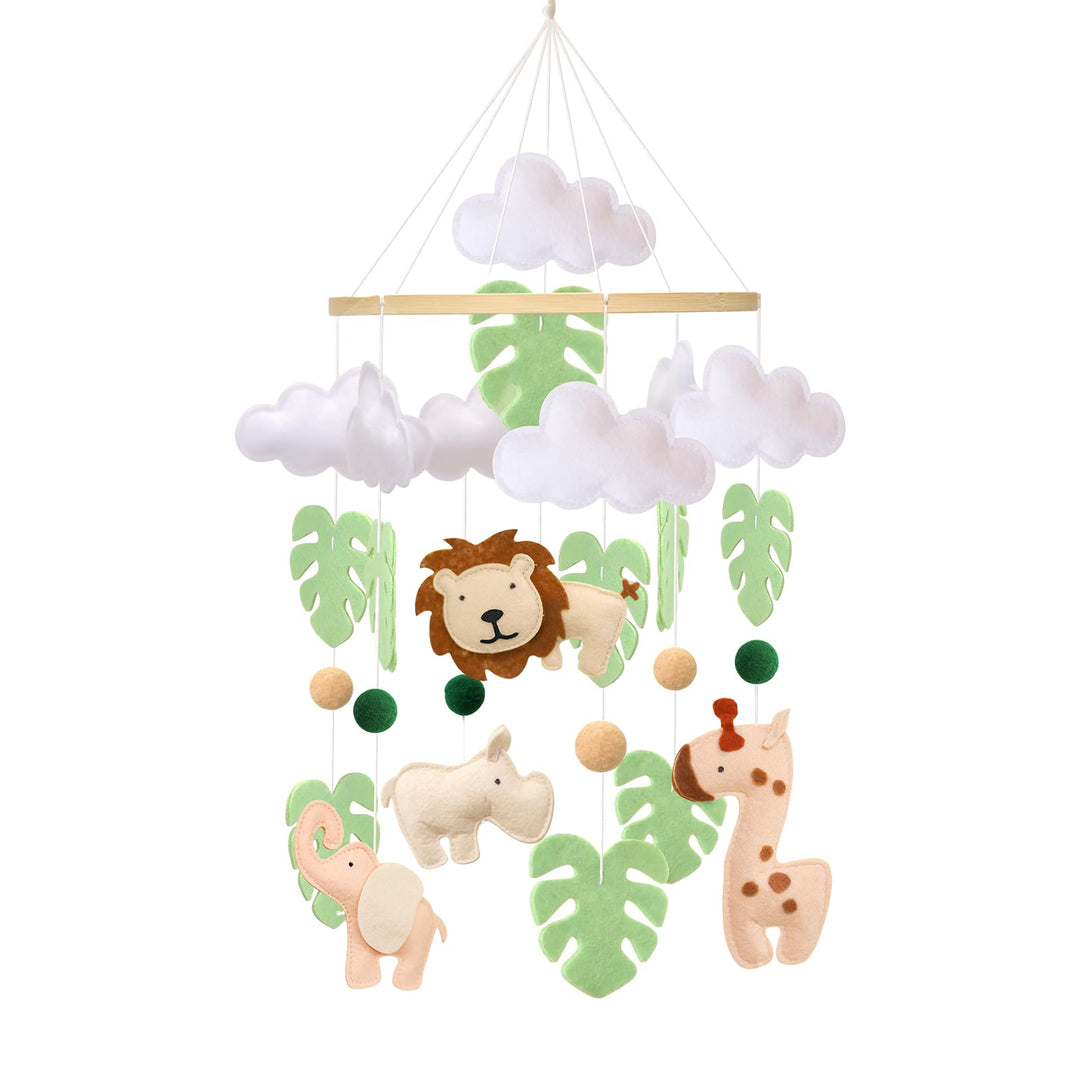 Baby Mobile Tier Bettglocke für Babybett – Jungle Animal Baby Mobile mit Löwe, Elefant, Giraffe und