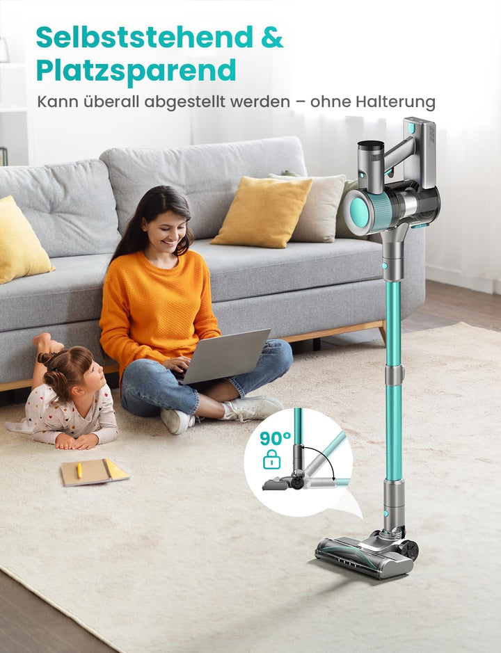 Dzaki 45000Pa Akku Staubsauger, Staubsauger Kabellos mit Smart Display, Standfunktion, Langer Laufze