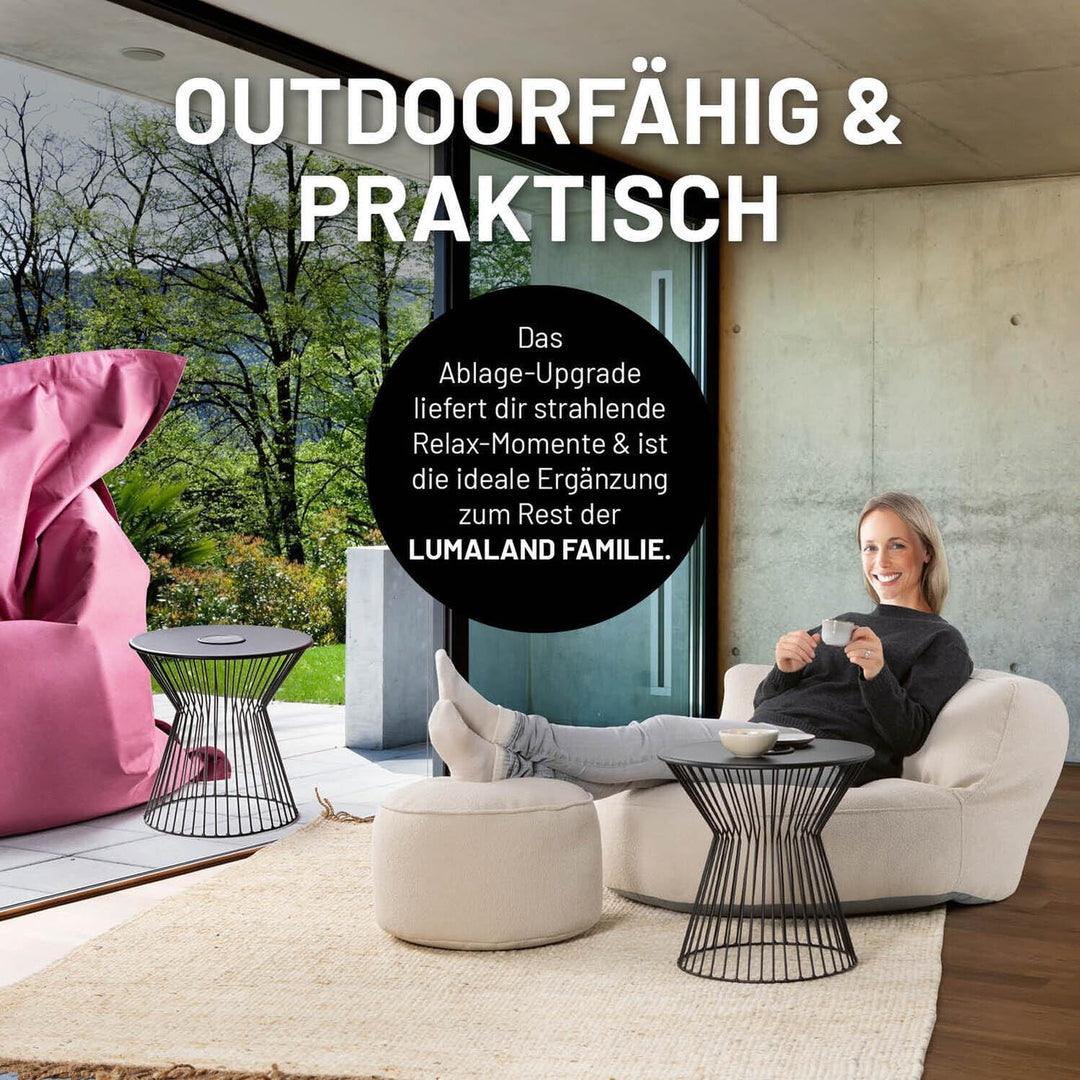 Lumaland Beistelltisch mit LED-Solarbeleuchtung | Ideal als Couchtisch, Nachttisch, Wohnzimmertisch,