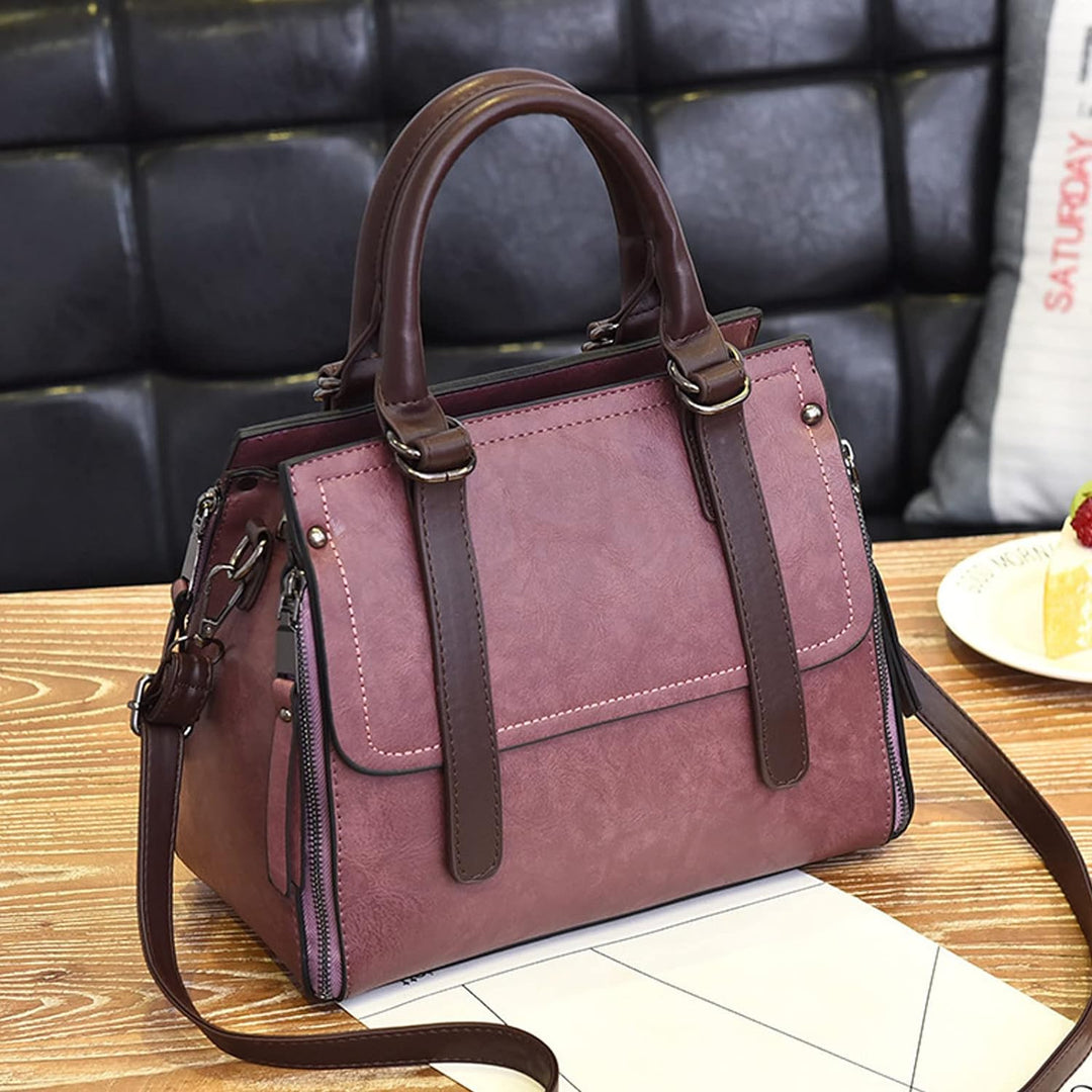 NICOLE &amp; DORIS Damen Handtasche Retro Schultertasche Henkeltasche Gross Leder Frauen Umhängetasche M