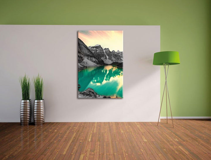 Pixxprint prachtvoller Moraine Lake in Canada als Leinwandbild/Grösse: 100x70 cm/Wandbild/Kunstdruck