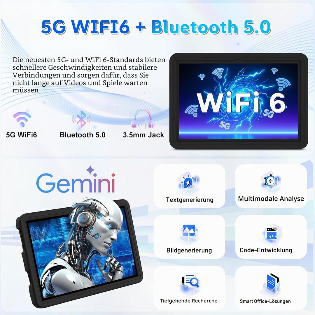 DMOAO Kinder Tablet 10 Zoll Android 15 mit 30GB RAM + 64GB ROM(2TB), 5G WLAN 6, Widevine L1, Elterli