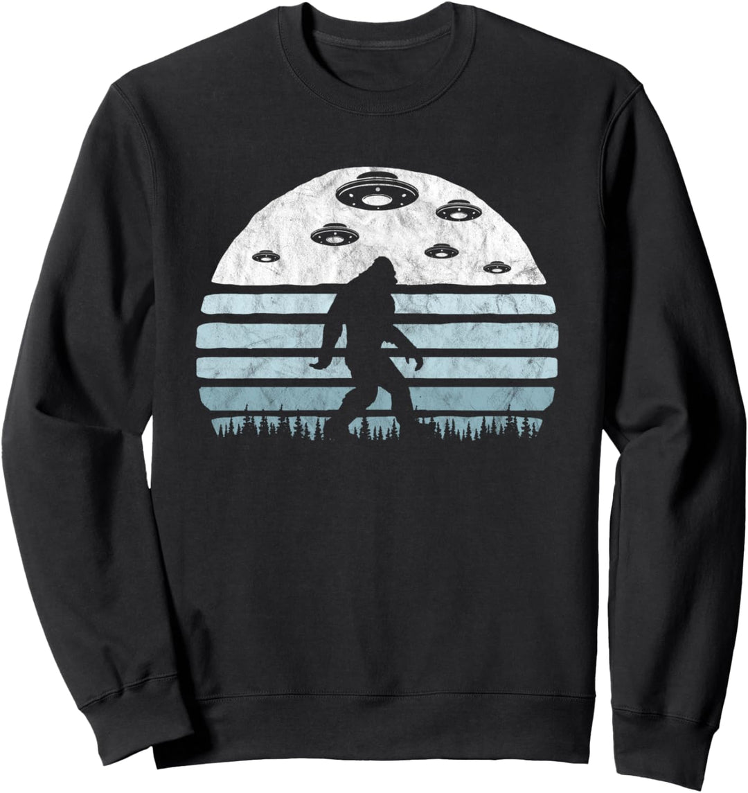 Bigfoot UFO Abduction - Vintage BELIEVE Retro Alien Graphic Sweatshirt
